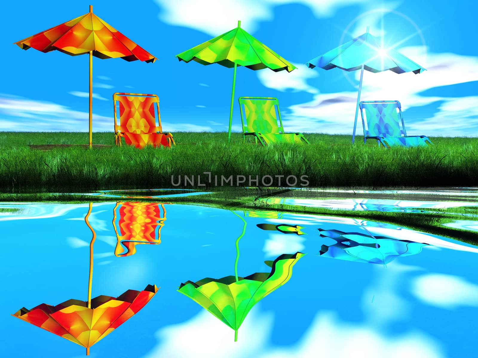 umbrellas and water