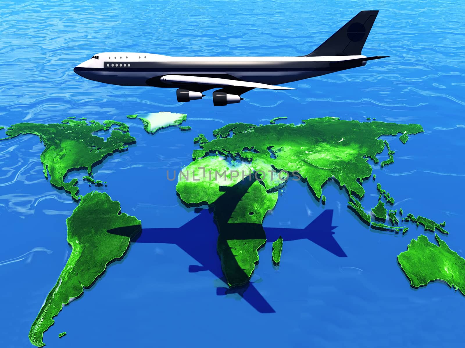earth map and airplane by njaj