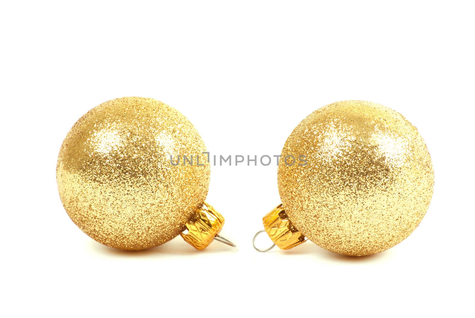 Two golden christmas balls.