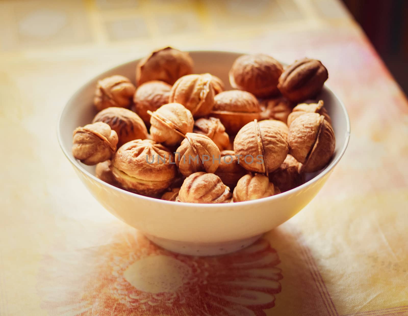 Fresh homemade pastry over a white dish