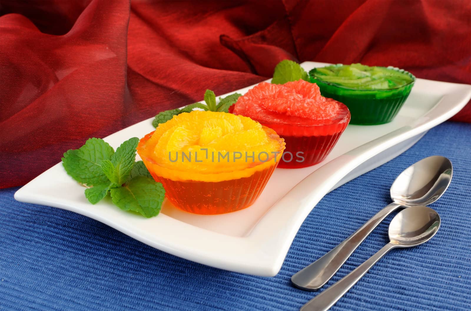 orange jelly with fresh orange slices and mint