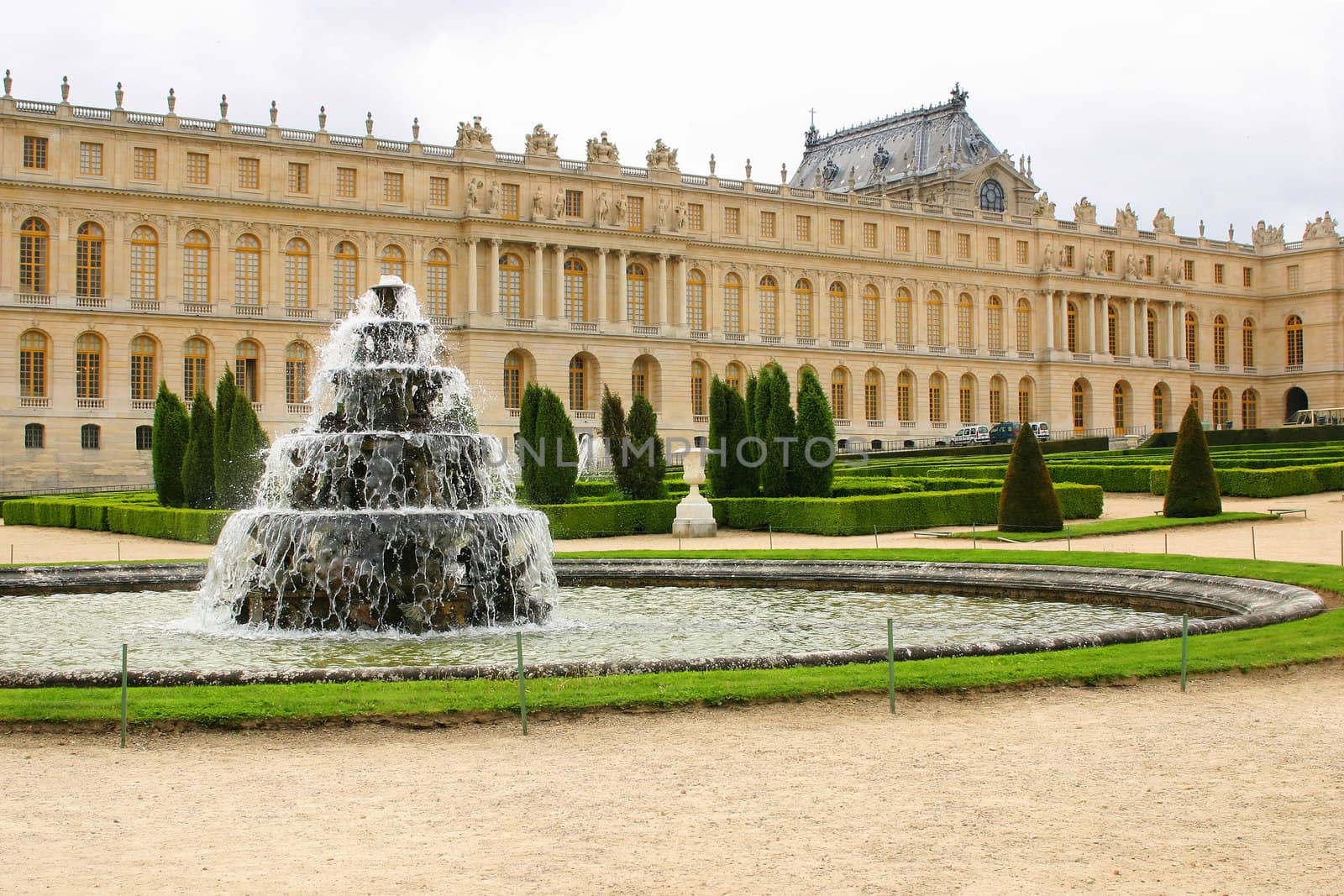  fountain with water in castle chateau Versailles