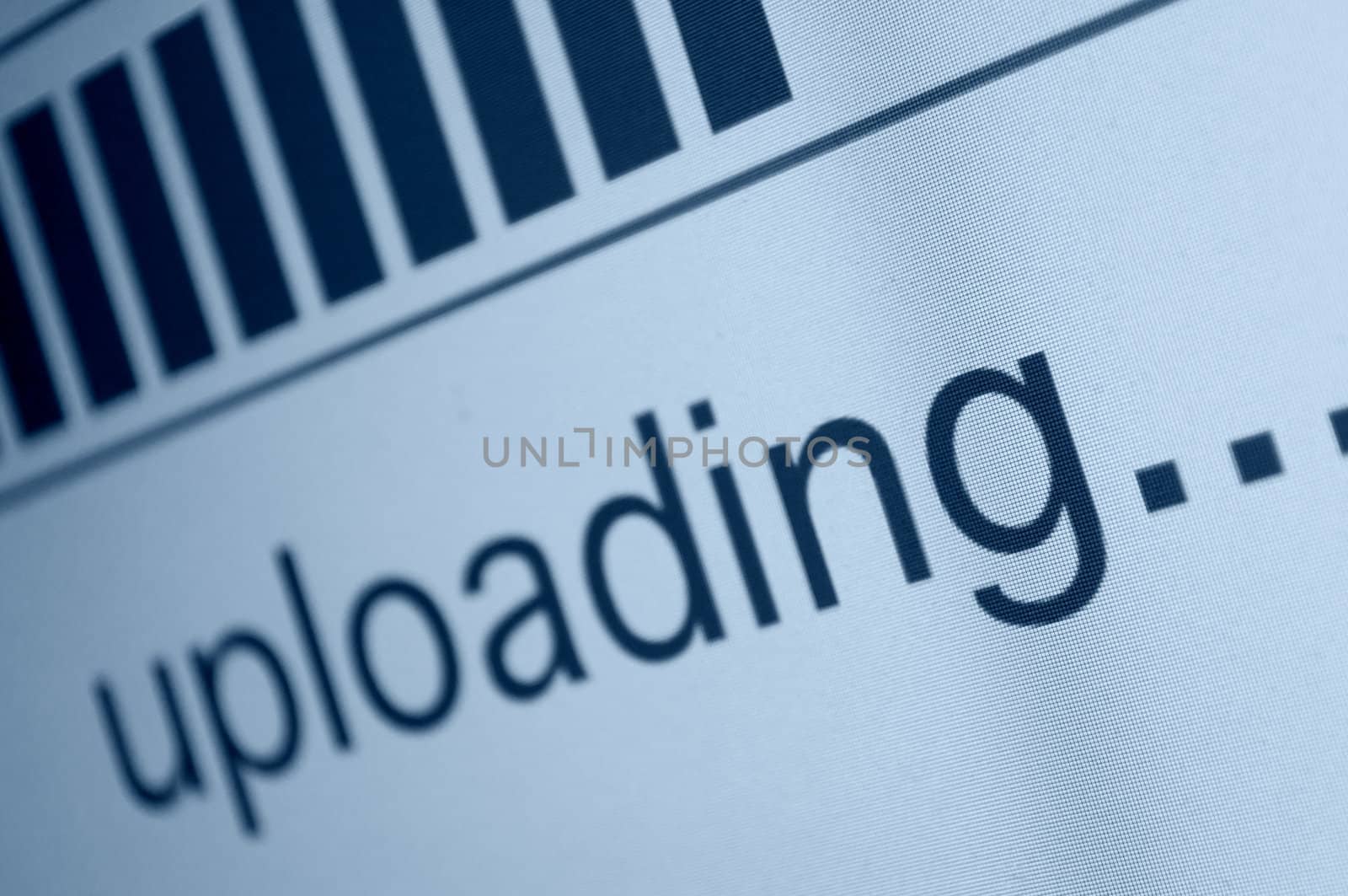 Closeup of Upload Process Bar on LCD Screen