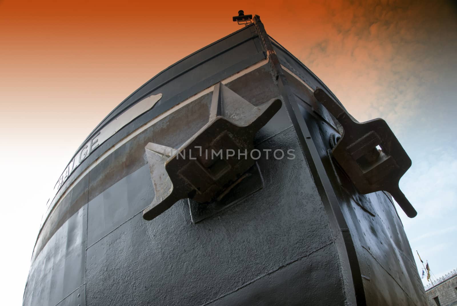 Ship from the front with anchors
