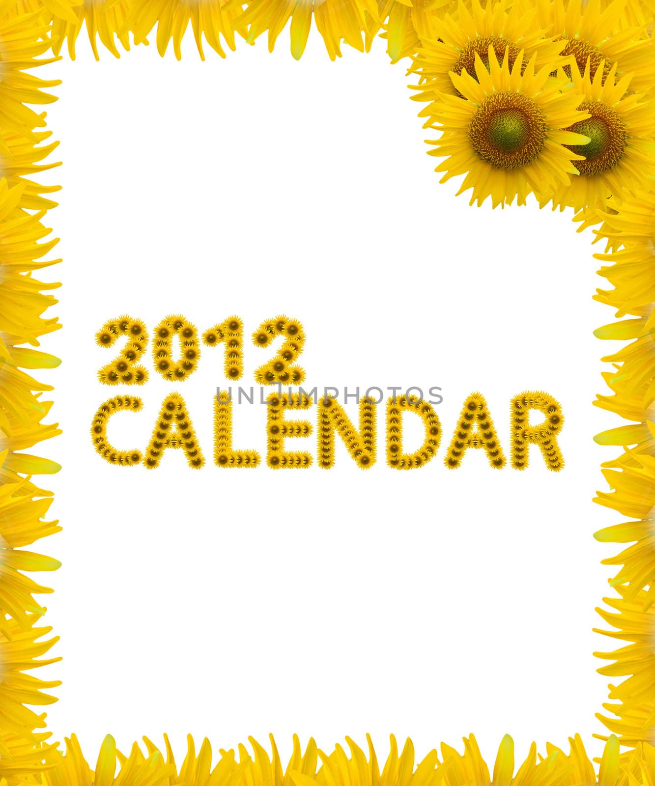 2012 year calendar with Sunflowerand  frame design