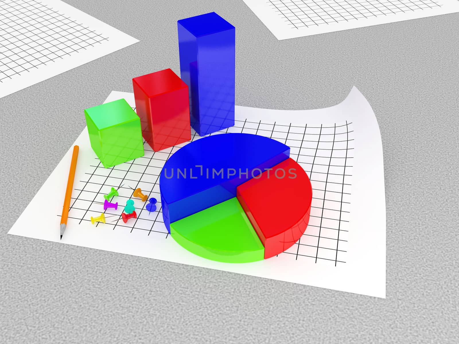 The color glass graph on a table