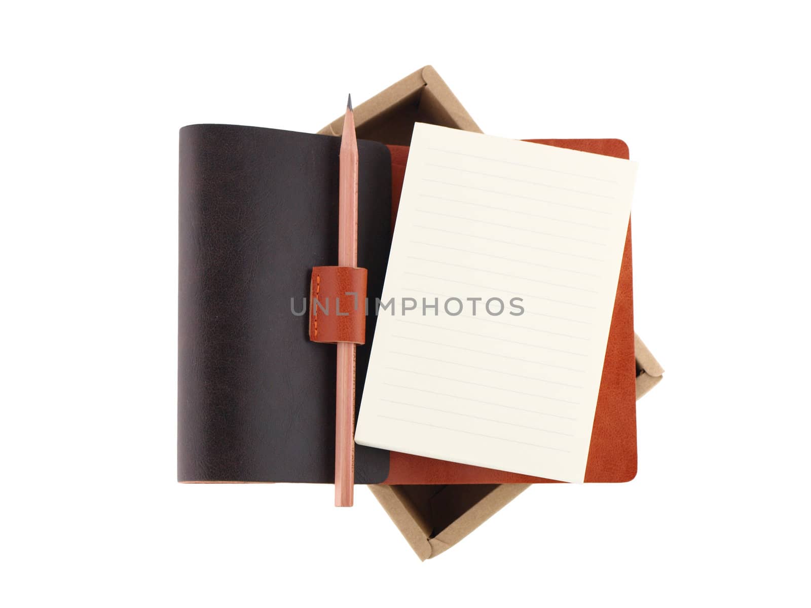 Isolated pencil with notebook on white background by jakgree