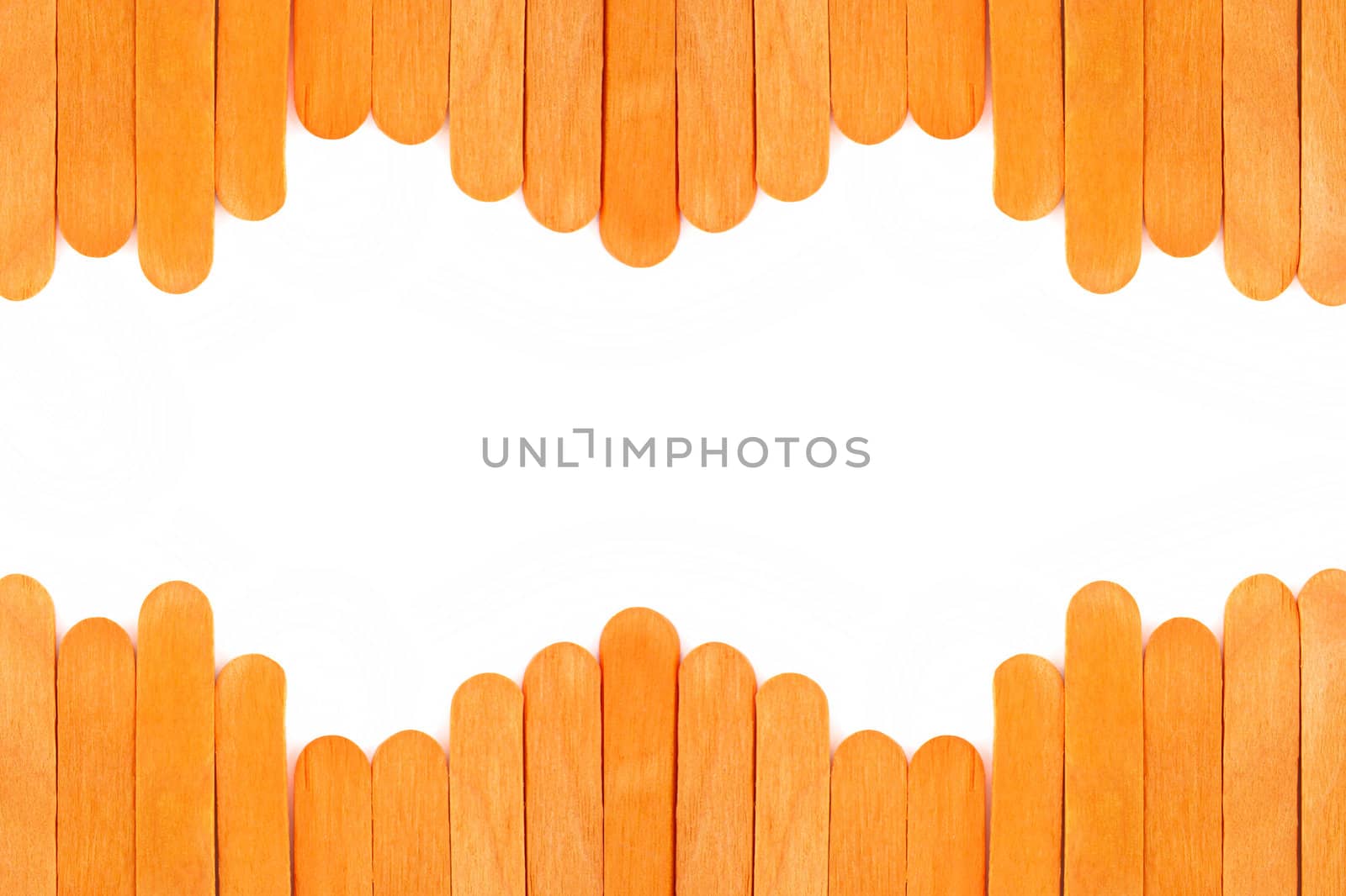 orange wooden frame isolate on white background