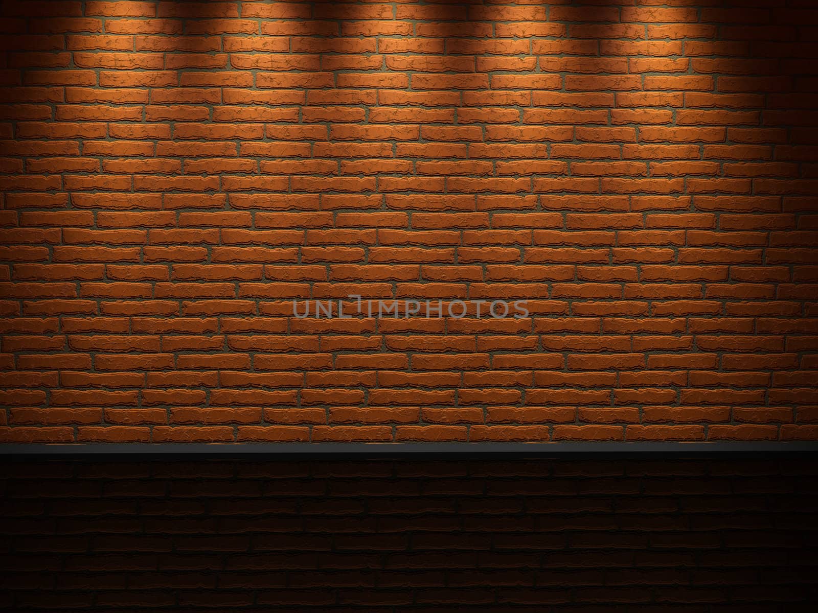 Interior of a room with a brick wall