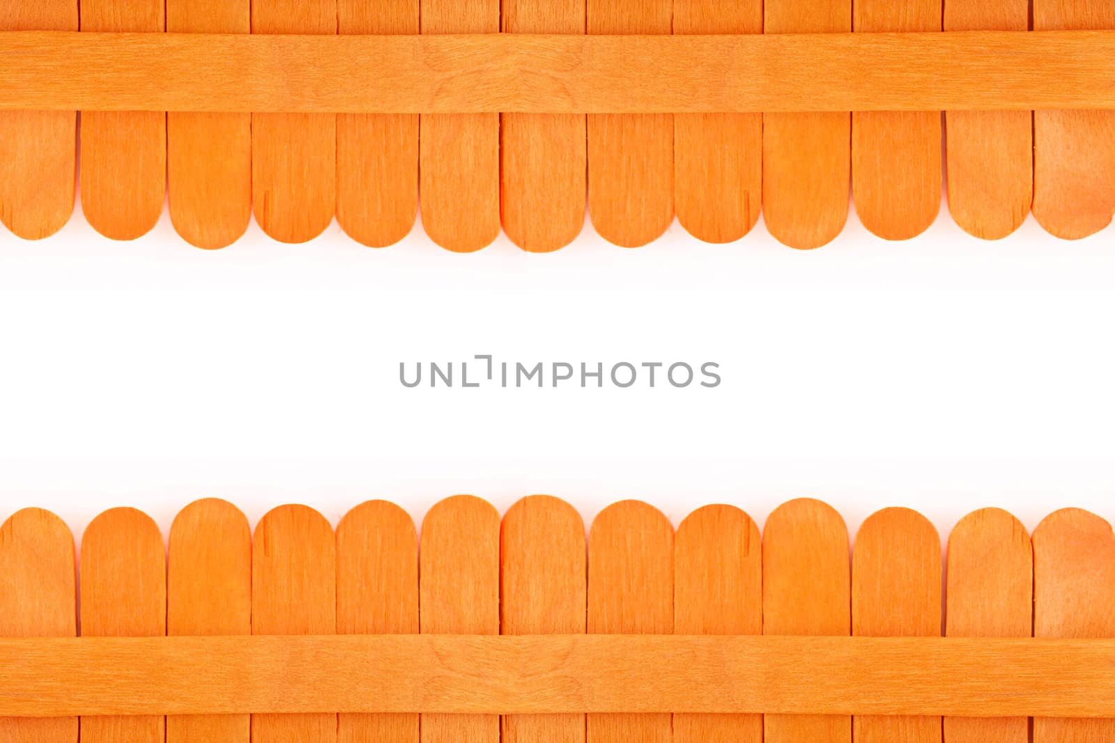 Orange wooden fence on white space background by jakgree