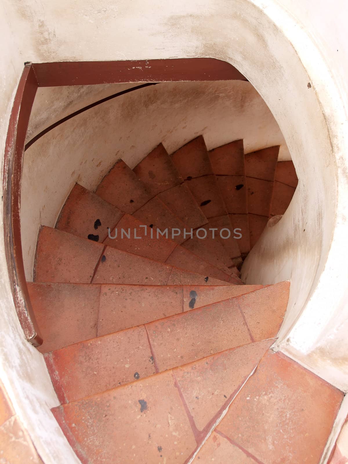 old Spiral stair at Maha Samanaram temple in Petchburi ,Thailand    