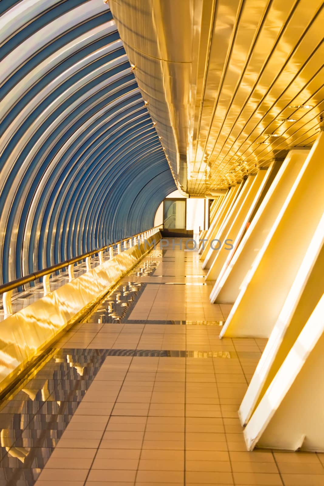 Interior of the business bridge Bagration, Moscow city