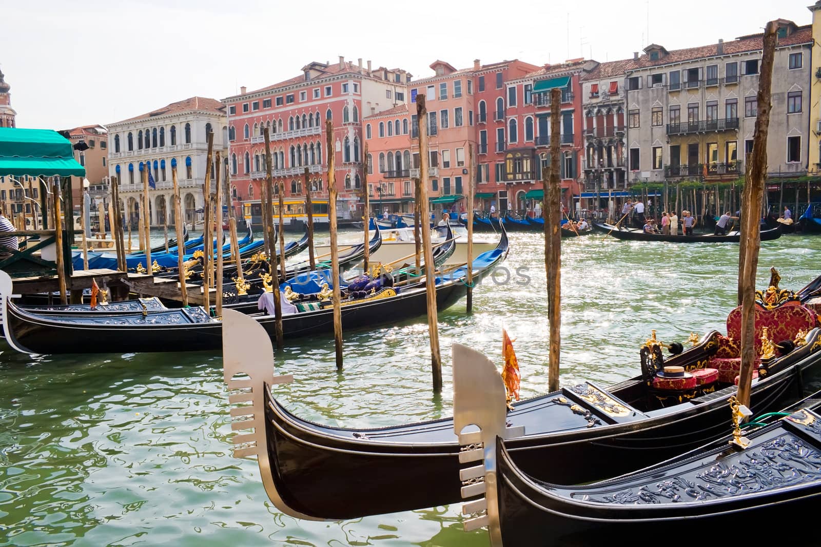 Nice venetian canal and gondolas, Venice, Italy