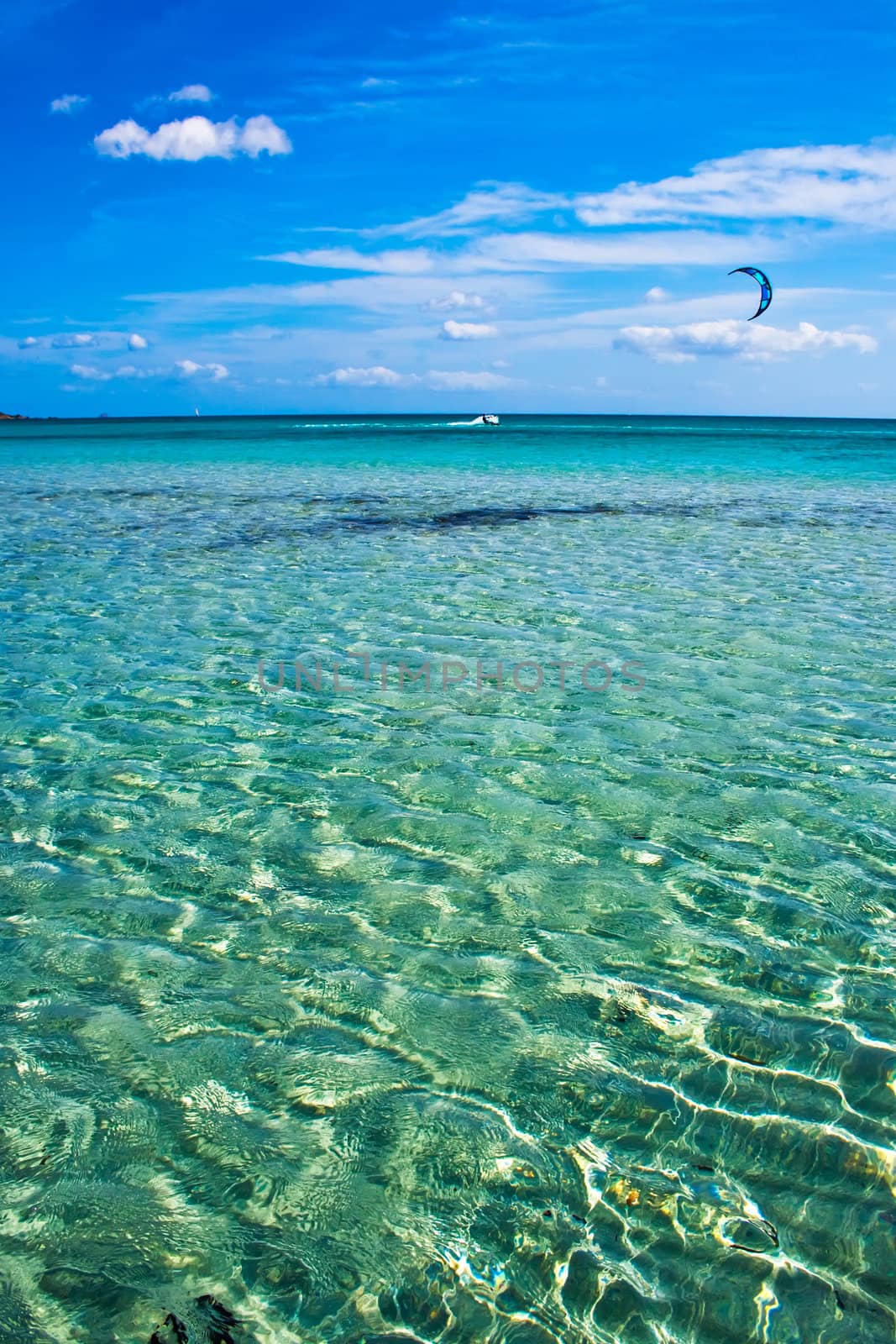sandy beach and transparent water of the sea in Sardinia