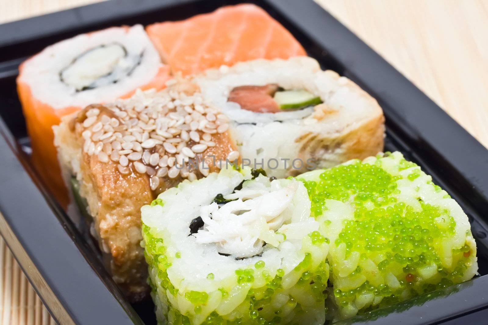 Traditional Japanese food Sushi, close-up