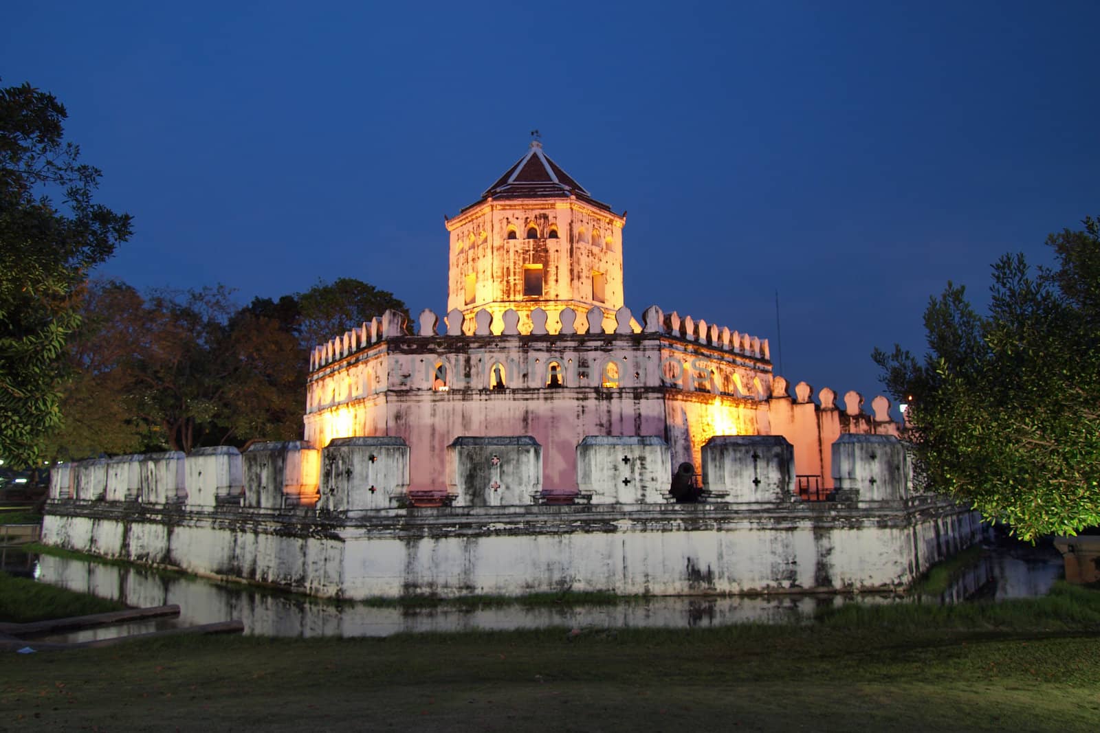 Ancient Thai fortress near Chao Phraya river in Bangkok.