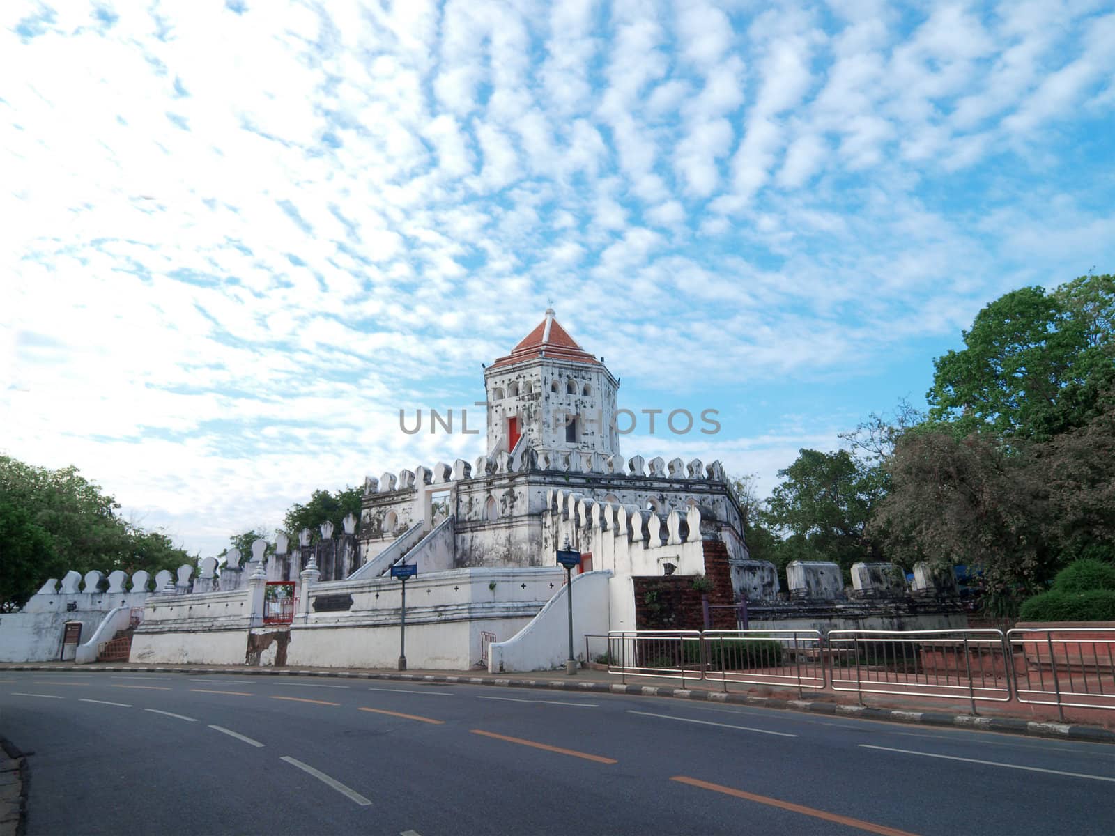 Ancient Thai fortress near Chao Phraya river in Bangkok.