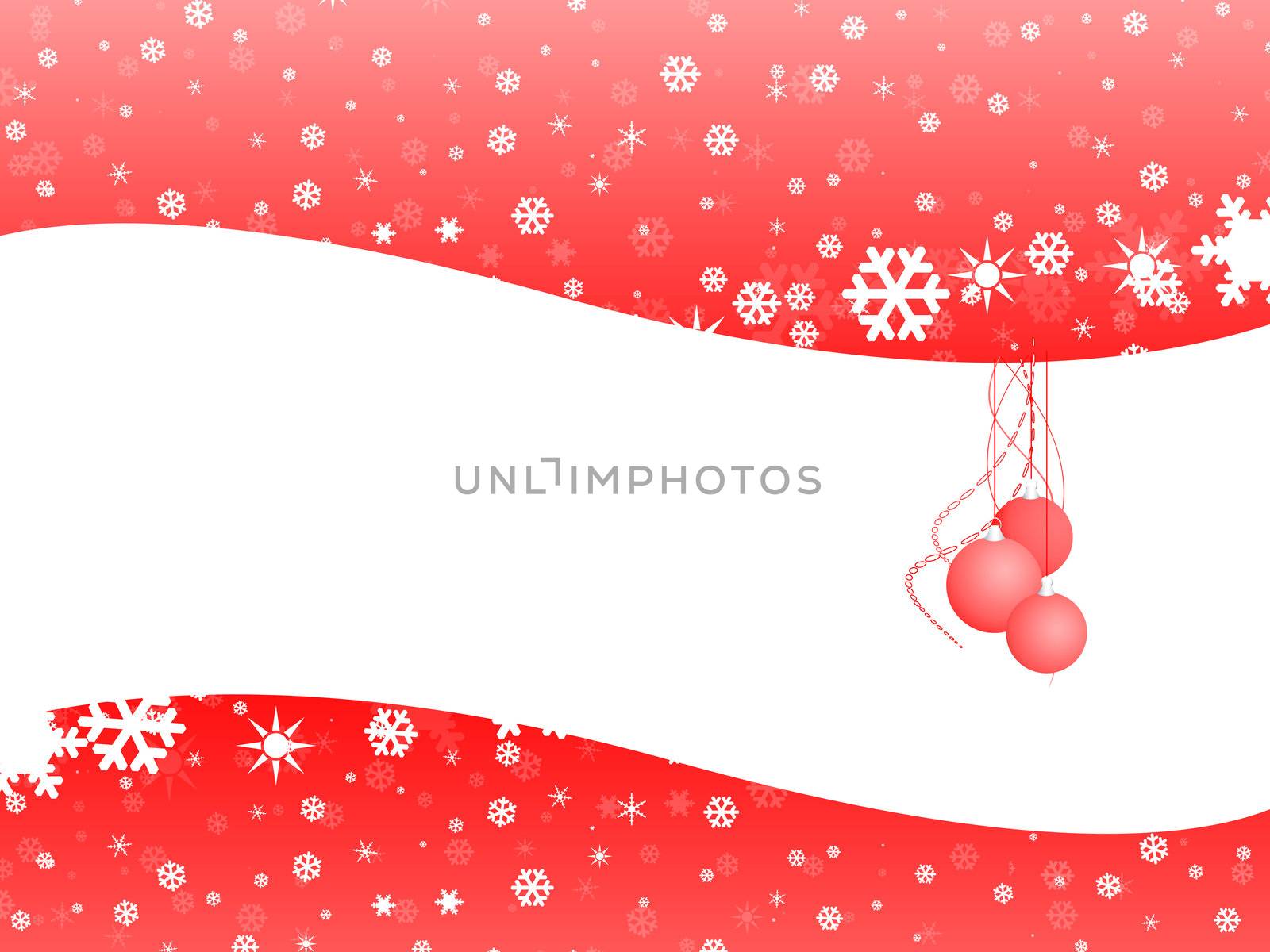 Red Christmas bell on snow background with white space