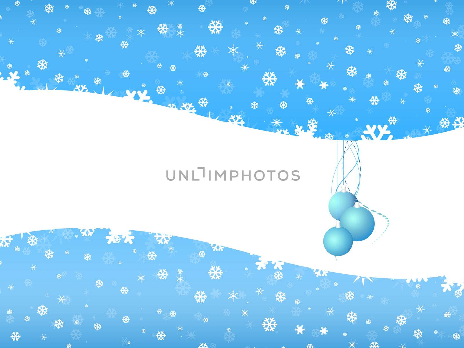Cartoon  Christmas bell on snow background with white space