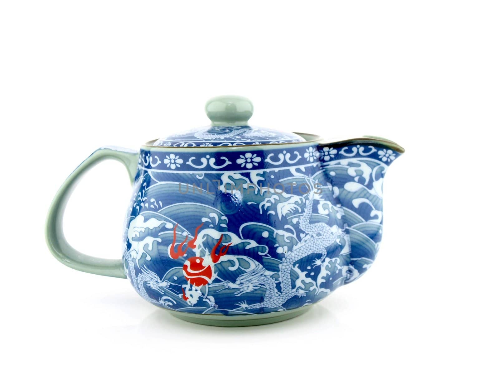 Chinese tea pot isolated on white background.      