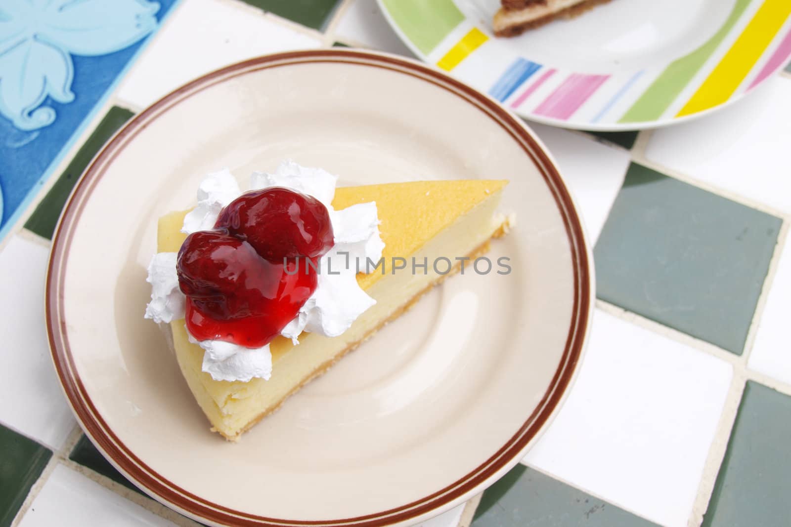 Piece of strawberries cake