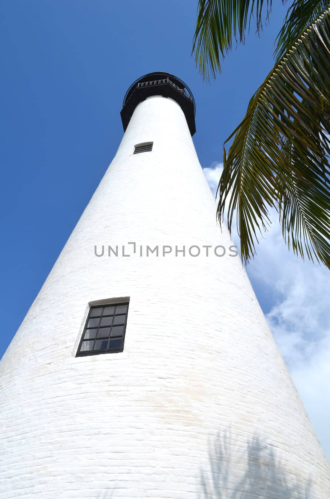 Lighthouse at Bill Baggs State Park on Key Biscayne,Florida a popular attraction for tourists and local residents.