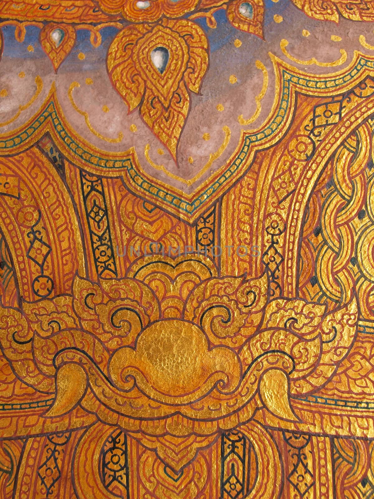 Wall art painting and texture in temple Thailand. painting about Ramayana epic story.