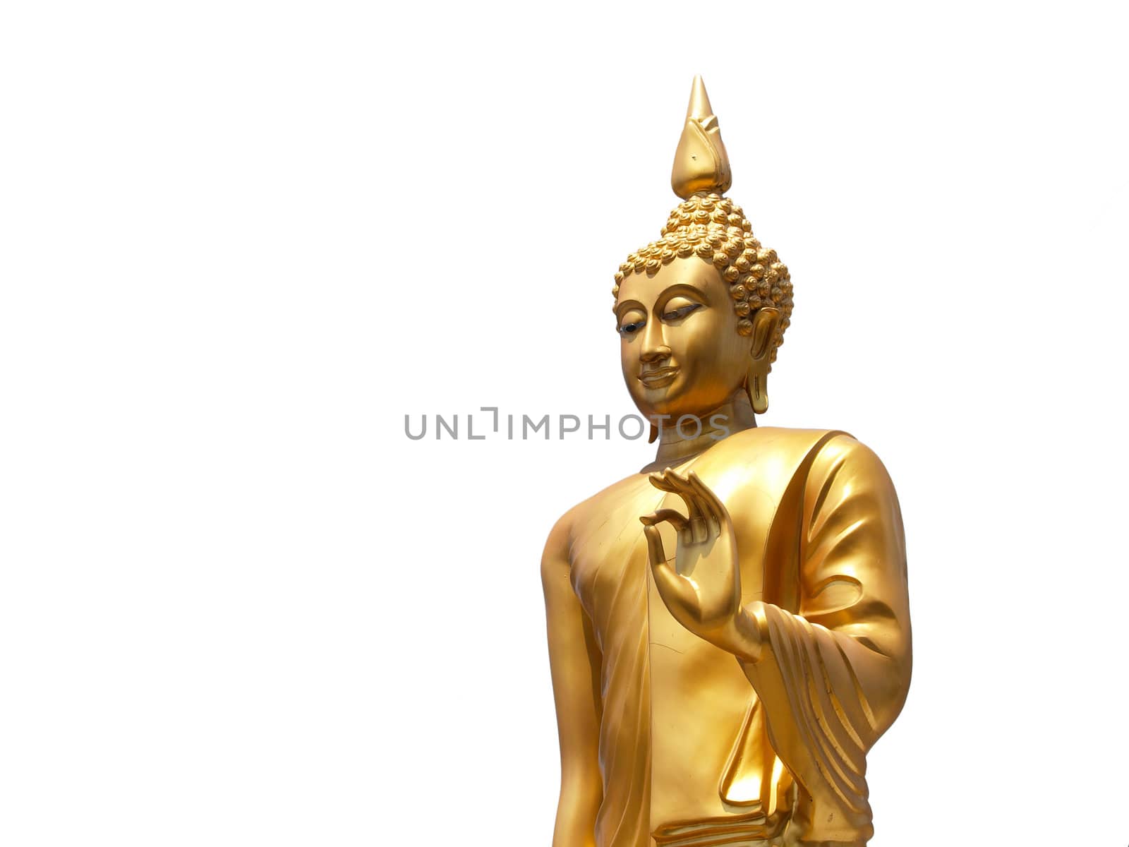 Statue of Buddha in Thailand on white background by jakgree