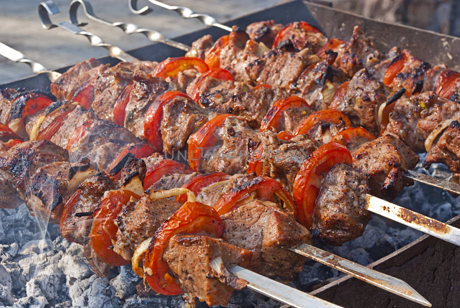 Barbecue is close up image