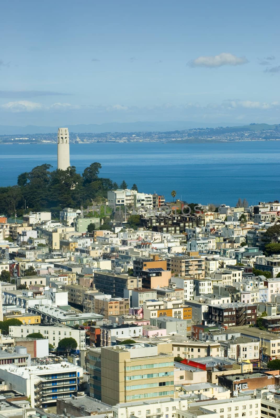 Coit tower San Francisco as viewed from Nob Hill