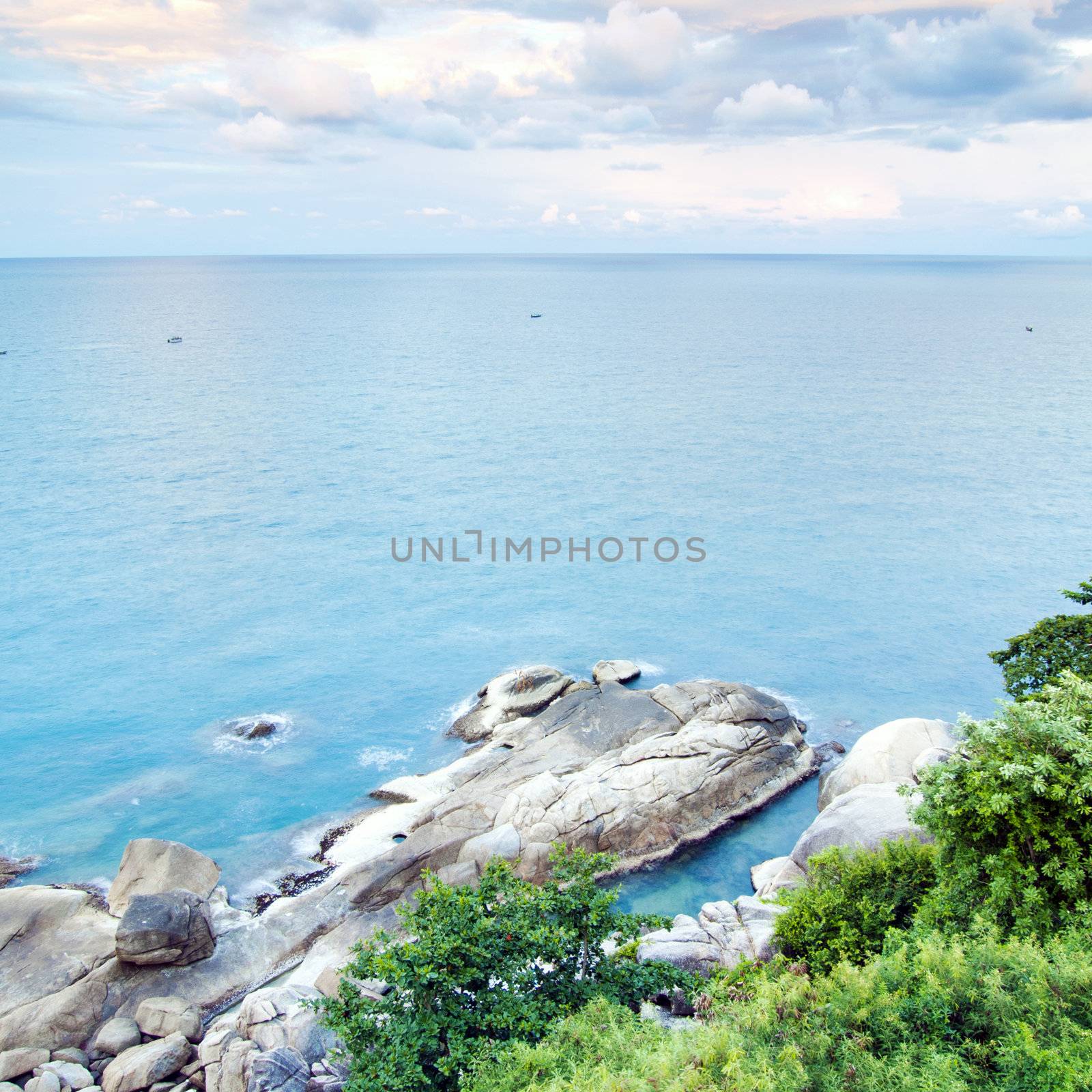 Thai island of Koh Samui. The pile of rocks on the sea by jakgree