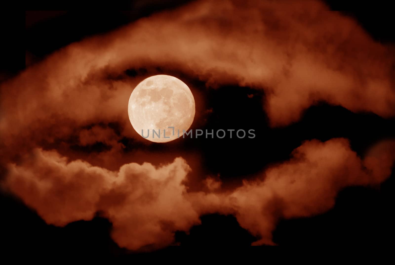 full moon over dark sky with.