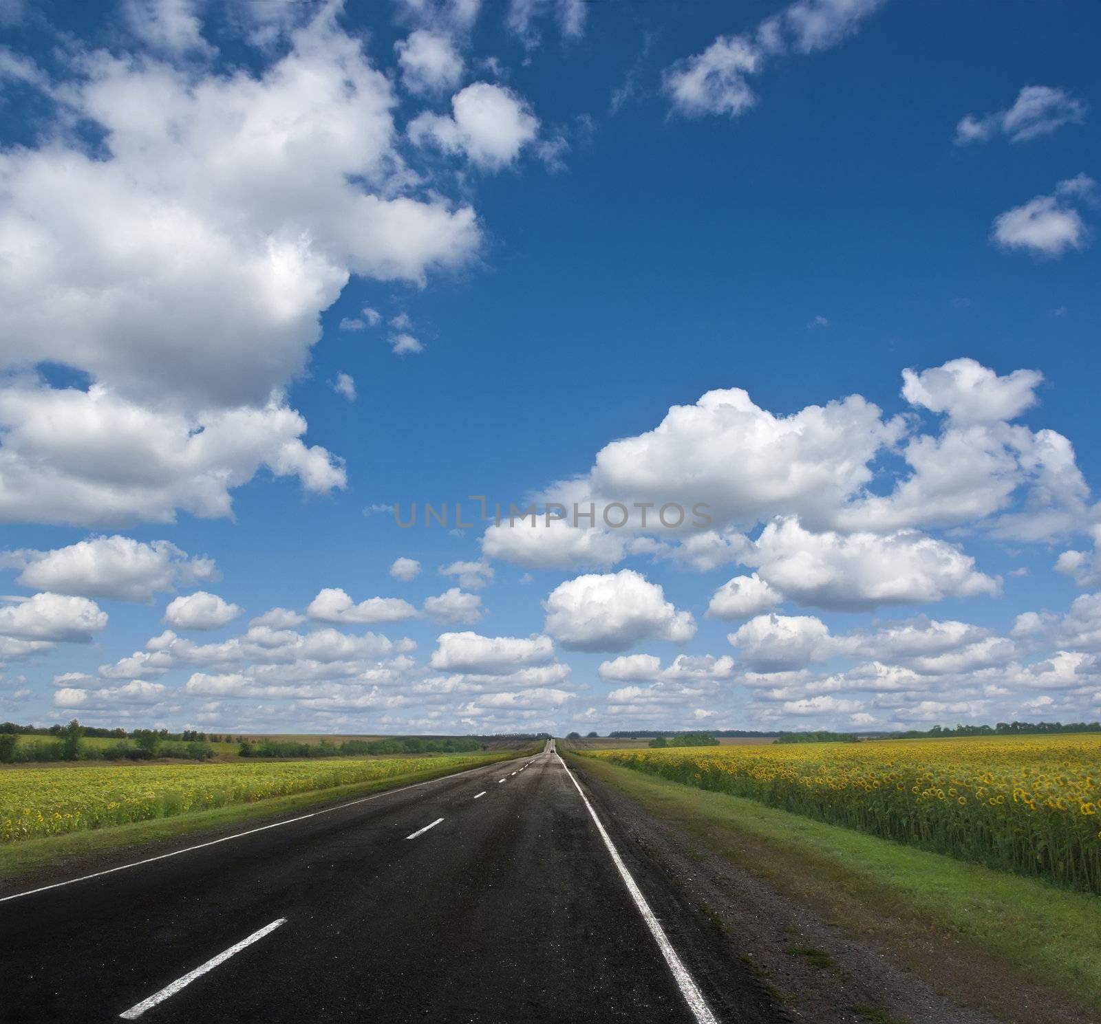 Highway against a background of cloudscape