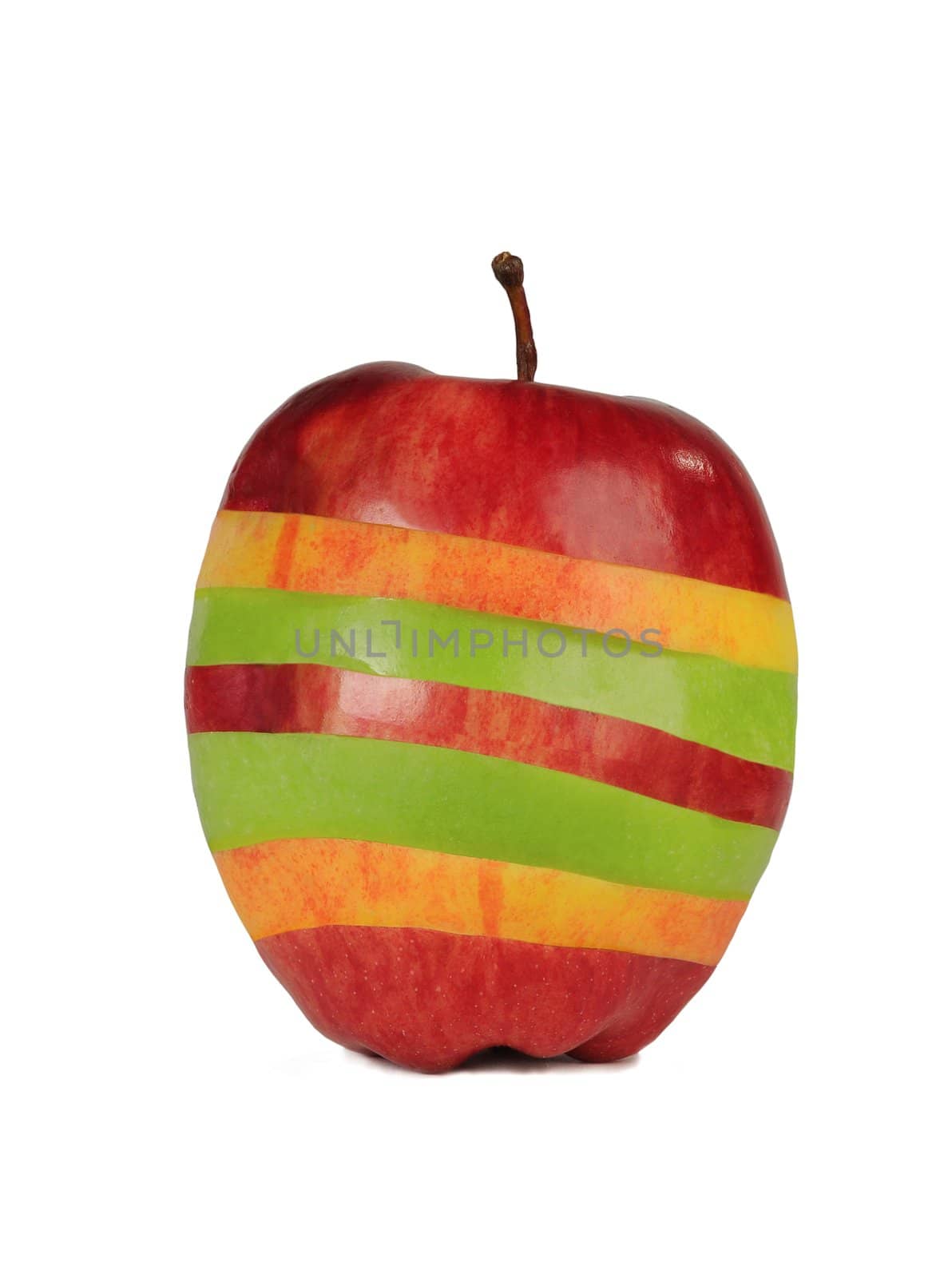 sliced red and green apple isolated on white