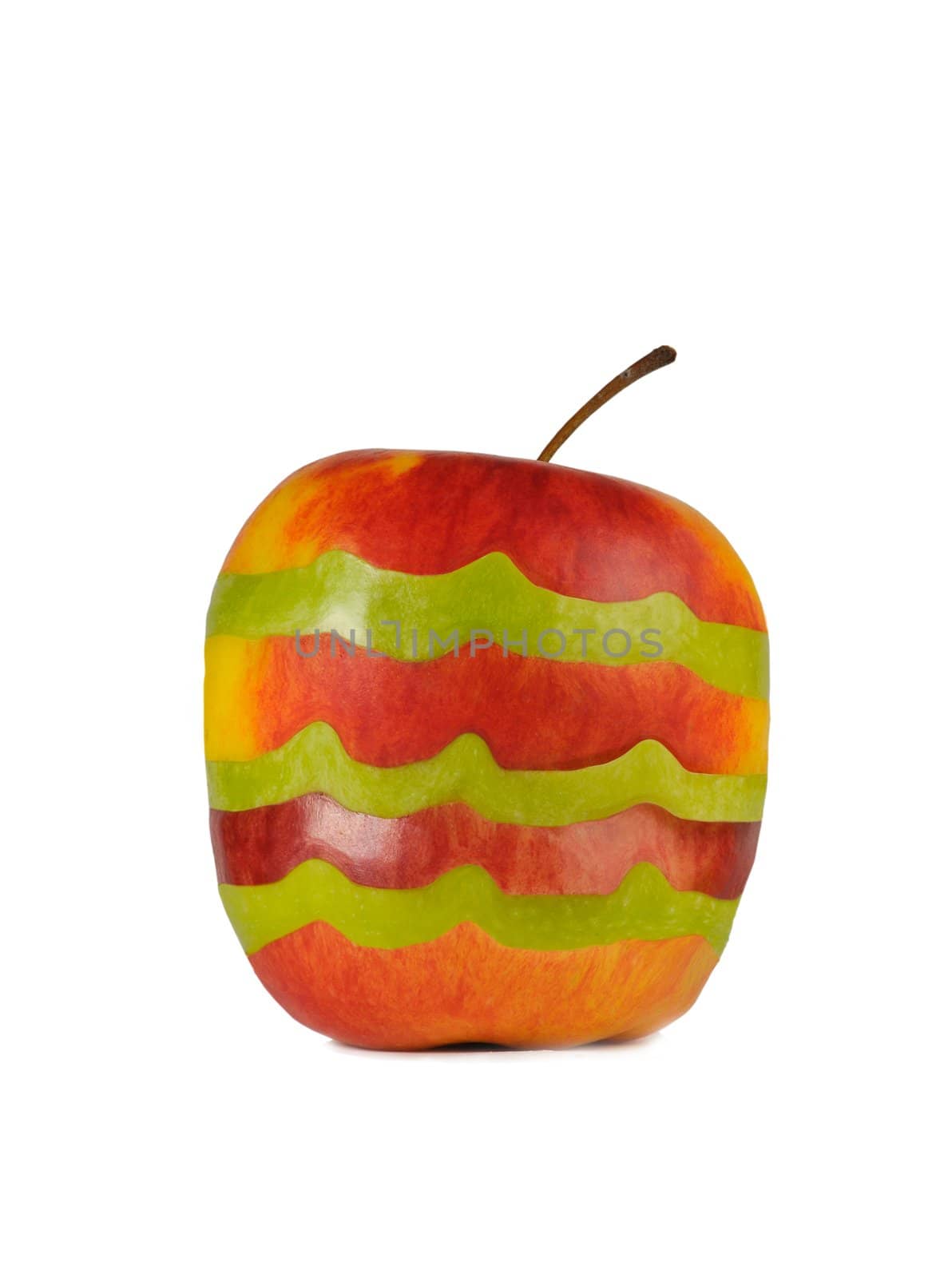 sliced red and green apple isolated on white
