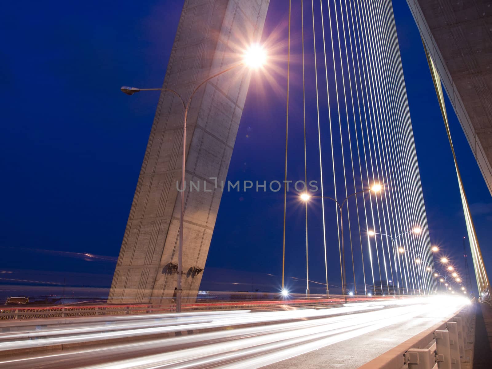 Mega sling Bridge,Rama 8, in bangkok Thailand.Long Exposure  at  by jakgree