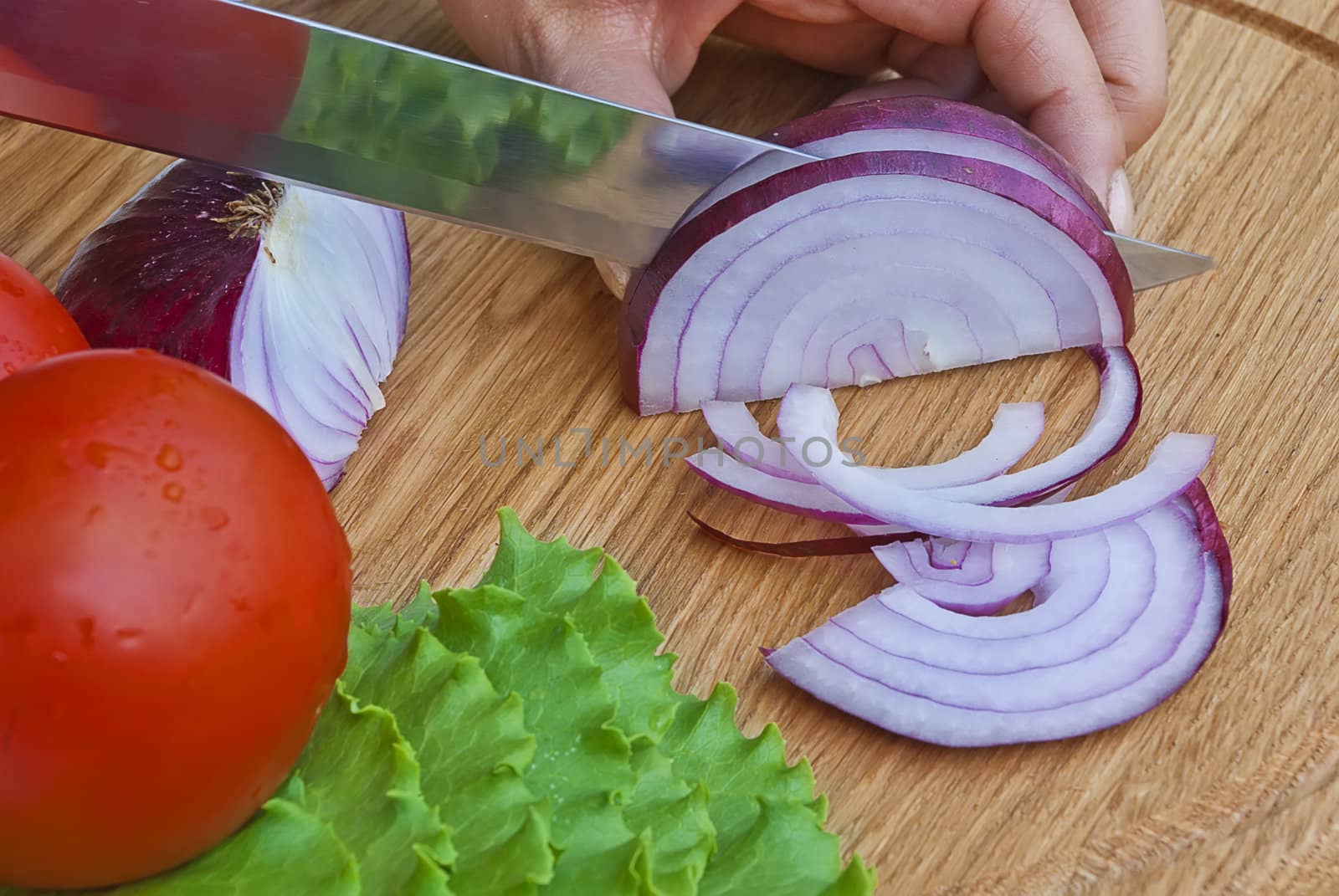 Preparing vegetables in home kithen 