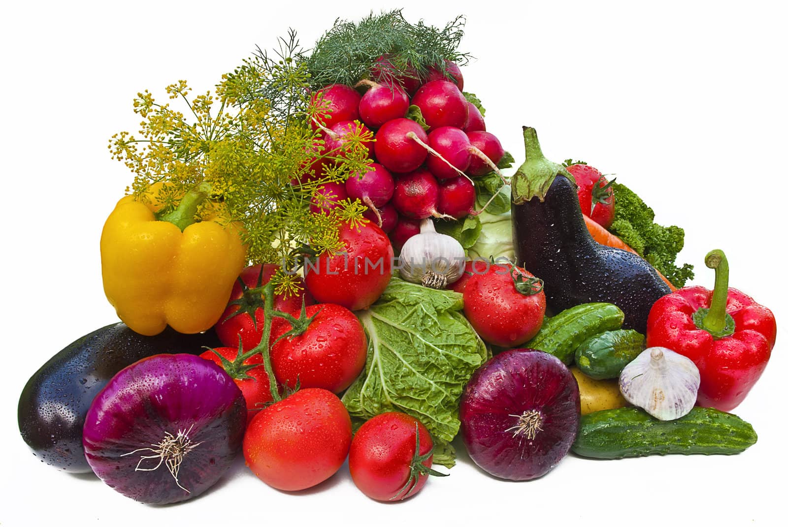 Group of vegetables isolated over white