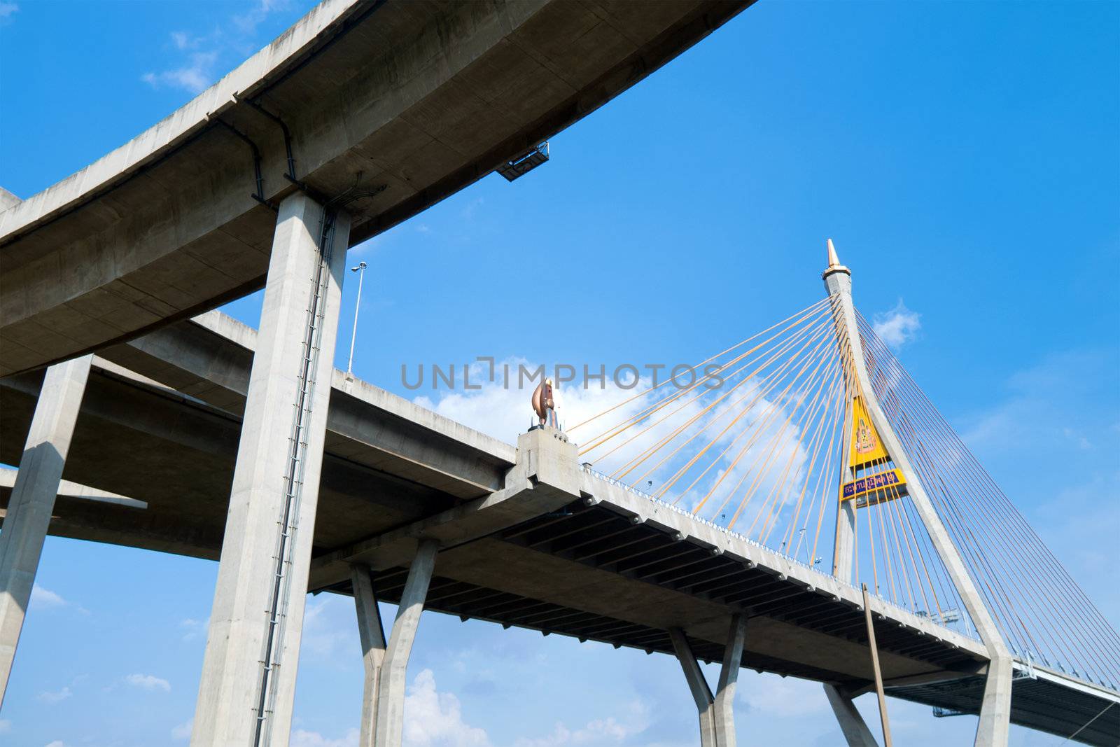 Bhumibol Bridge in Thailand,The bridge crosses the Chao Phraya River twice. (public transportation bridge no trademark)