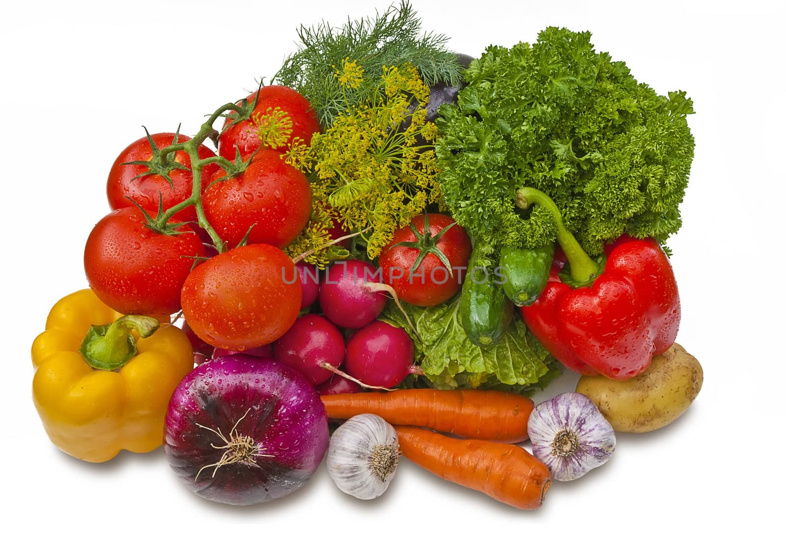 Group of vegetables isolated over white