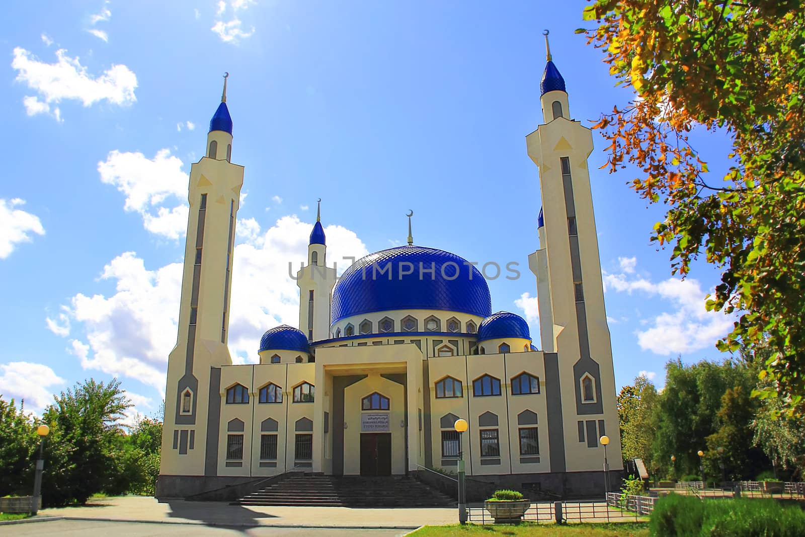 Summer landscape with Islam temple of the South Russia