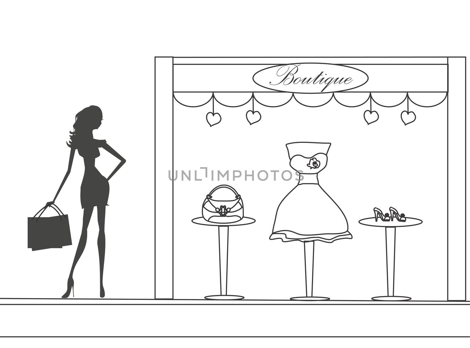 fashion girl Shopping doodle illustration
