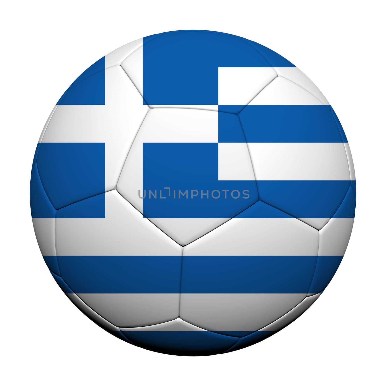 Greece Flag Pattern 3d rendering of a soccer ball  by jakgree