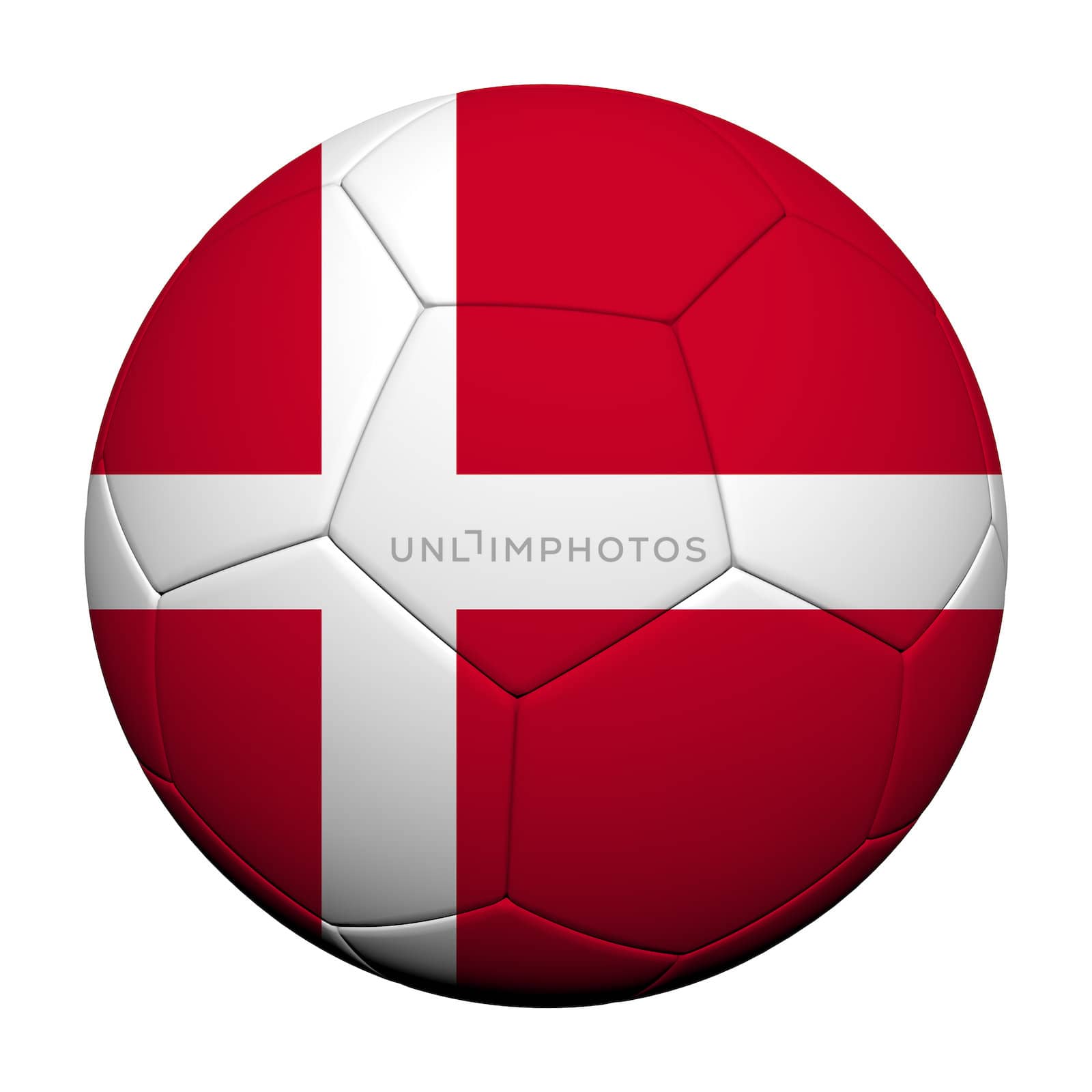Denmark Flag Pattern 3d rendering of a soccer ball  by jakgree