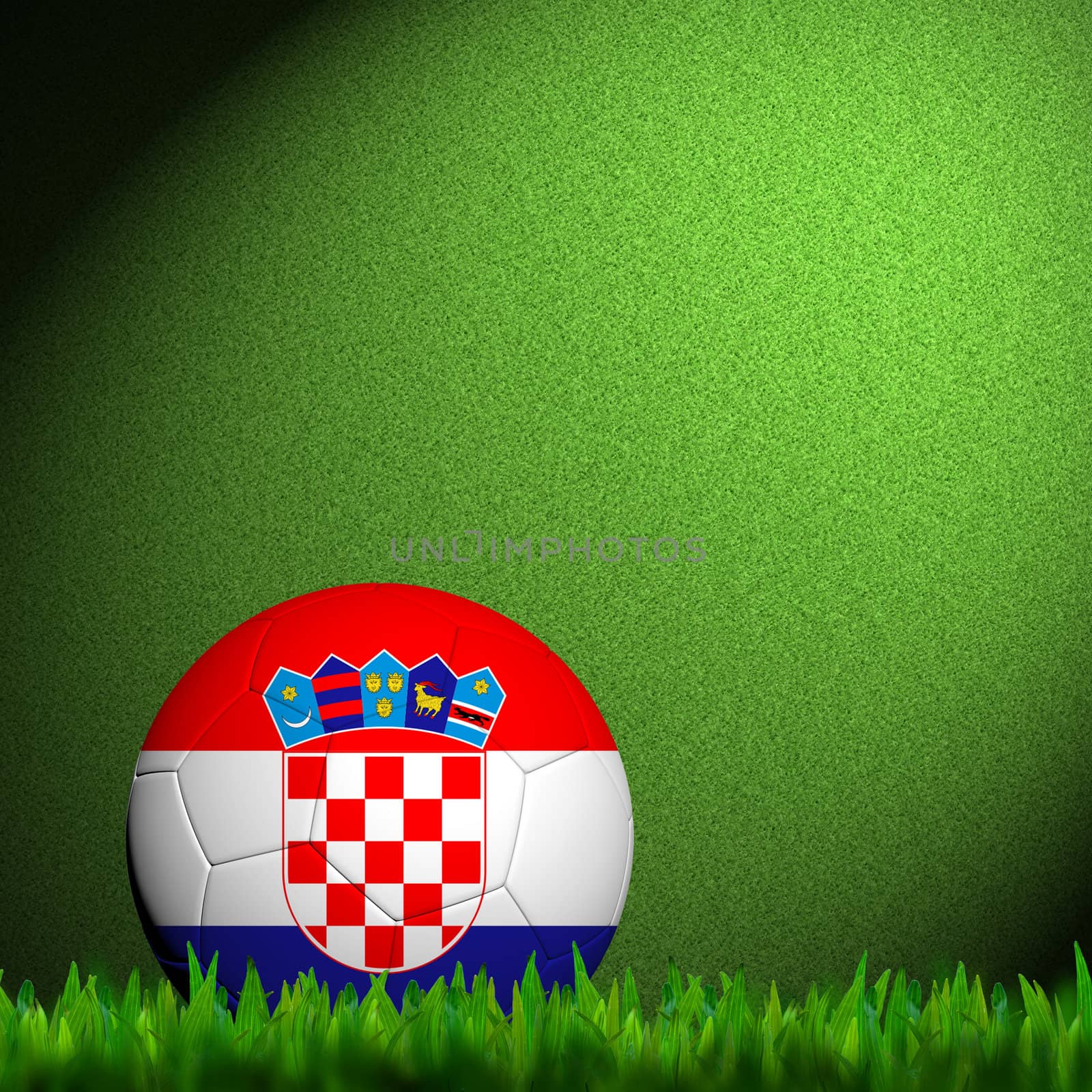 3D Football Croatia Flag Patter in green grass by jakgree