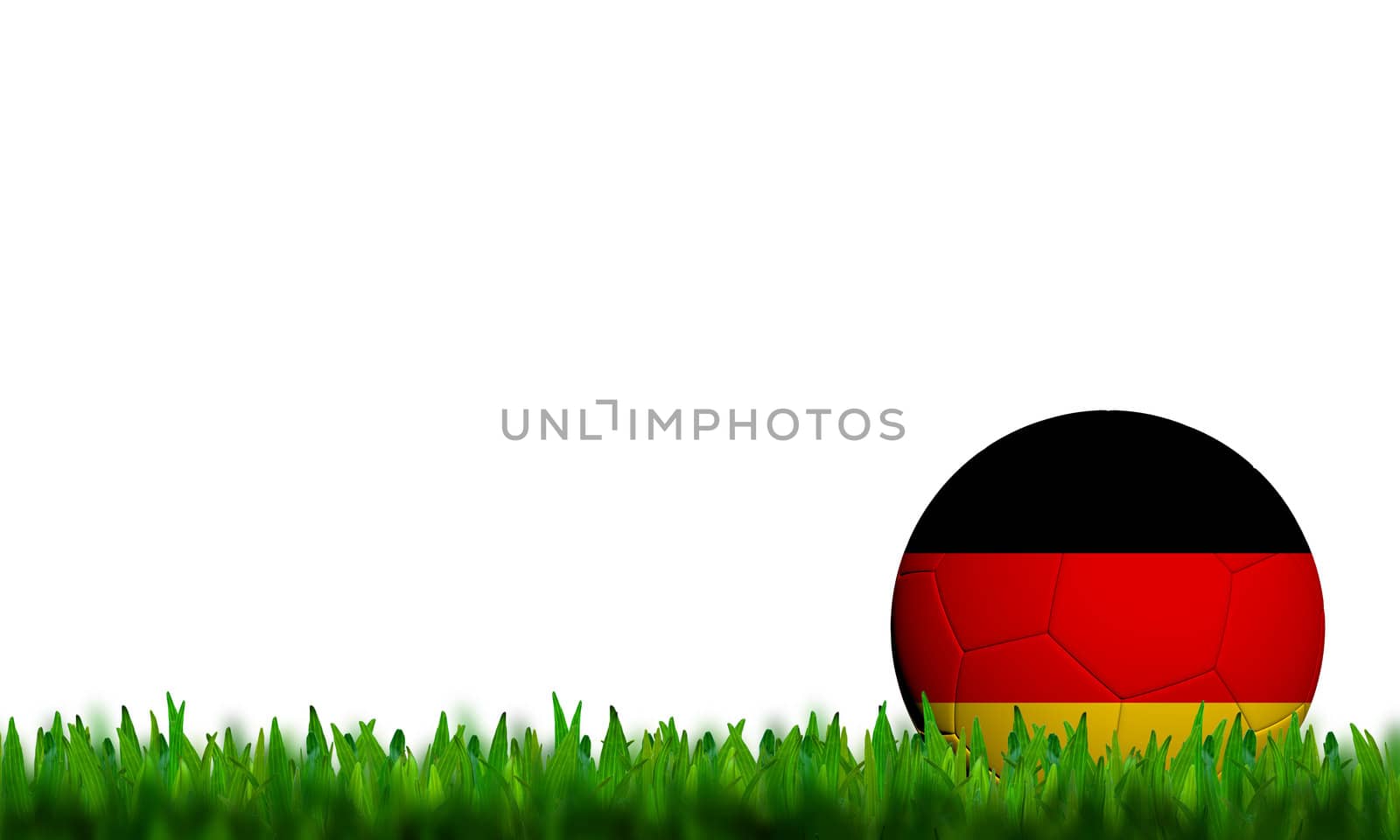 3D Football Germany Flag Patter in green grass on white background