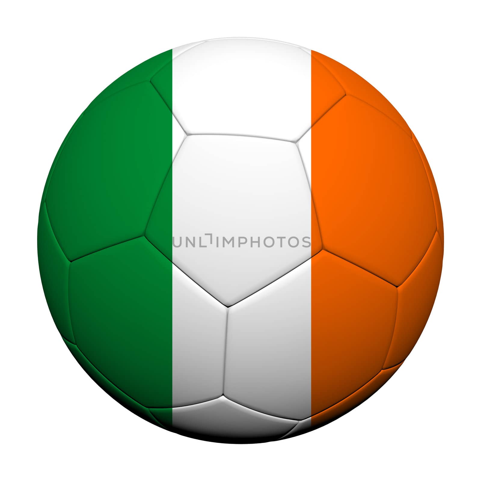 Ireland Flag Pattern 3d rendering of a soccer ball 