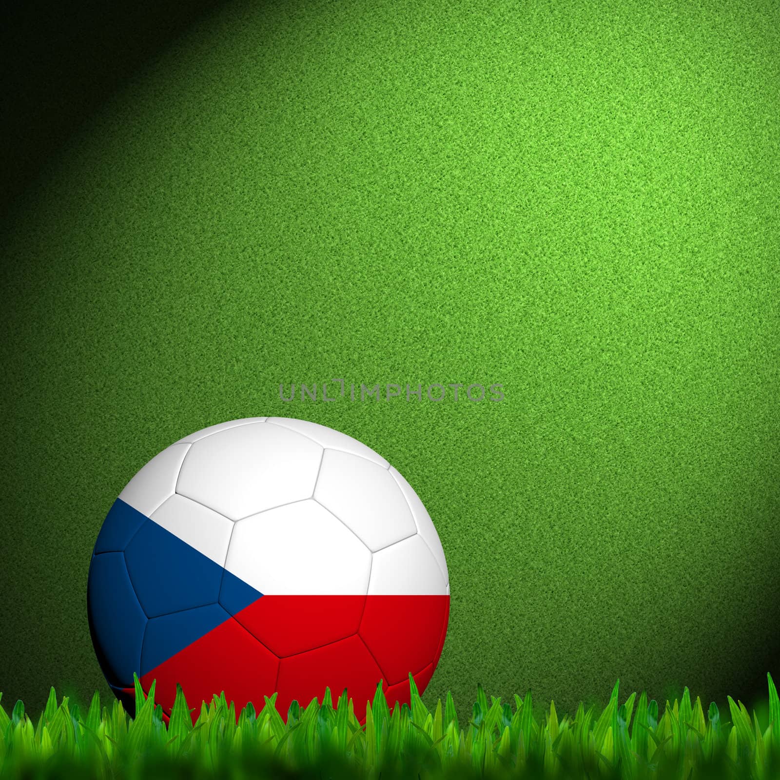 3D Football Czech  Flag Patter in green grass by jakgree