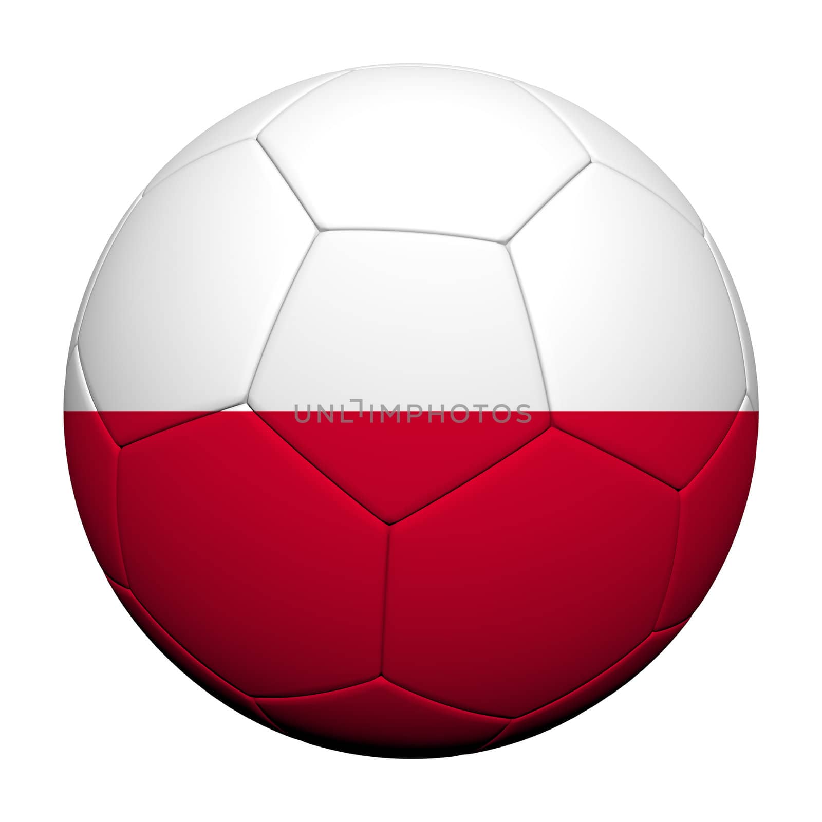 Poland Flag Pattern 3d rendering of a soccer ball  by jakgree