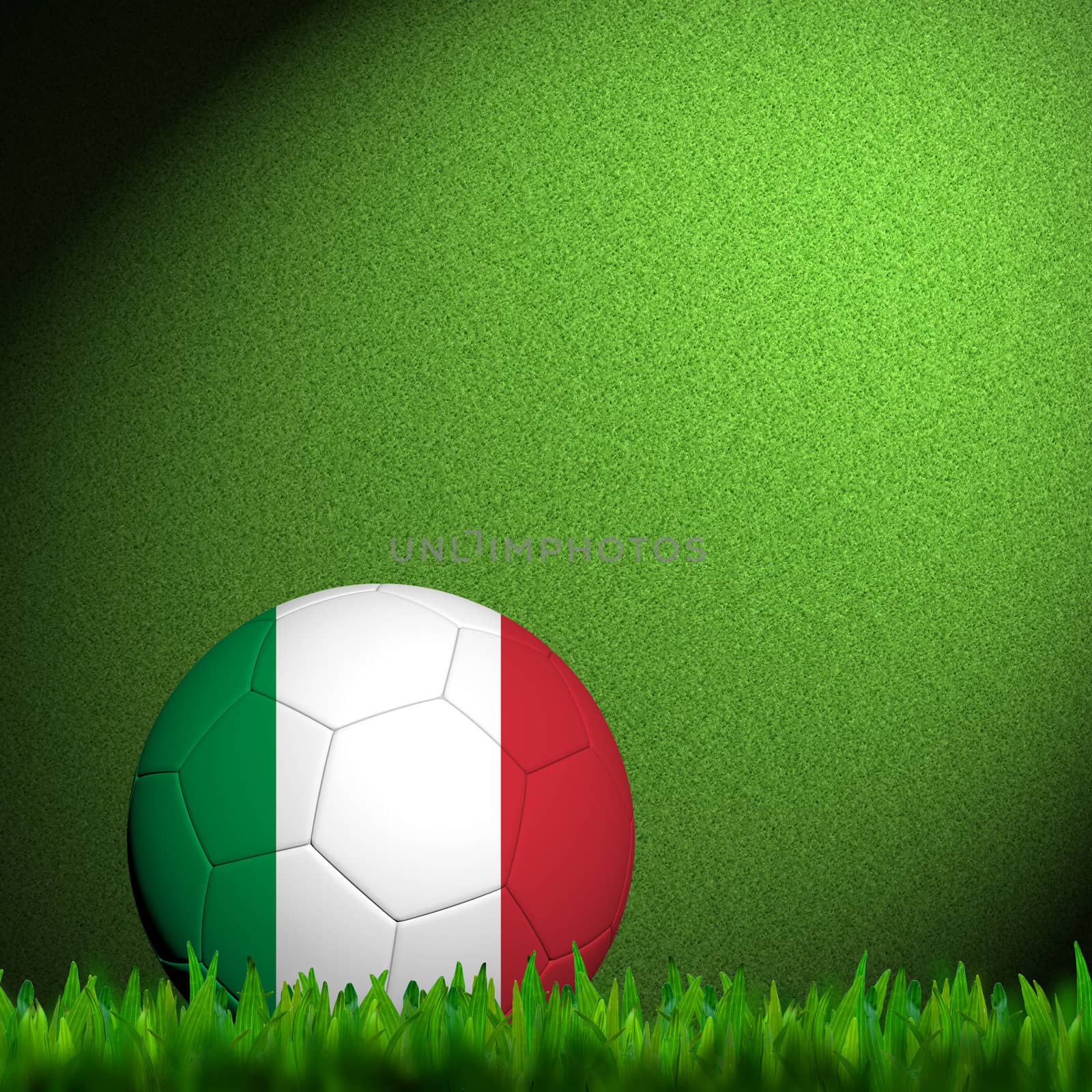 3D Football Italy Flag Patter in green grass by jakgree